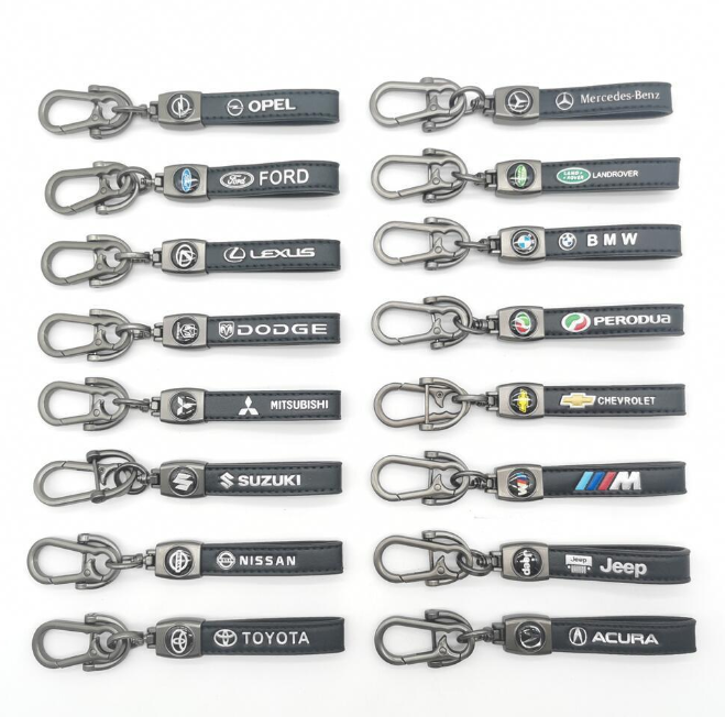 China manufacturer customize metal leather car logo brand key chain