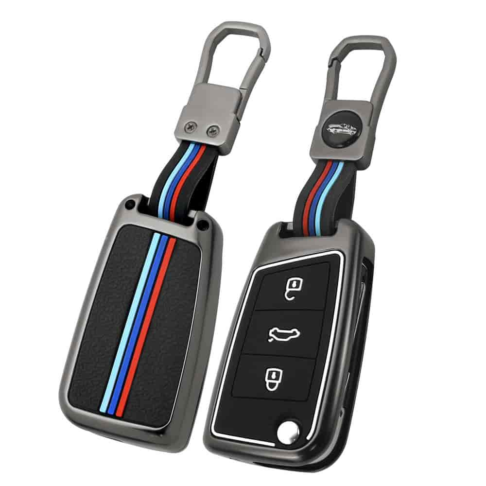 DM Luxury Car Key Cover Metal and Silicone Key Case Car Logo Zinc Alloy Protection for Decoration