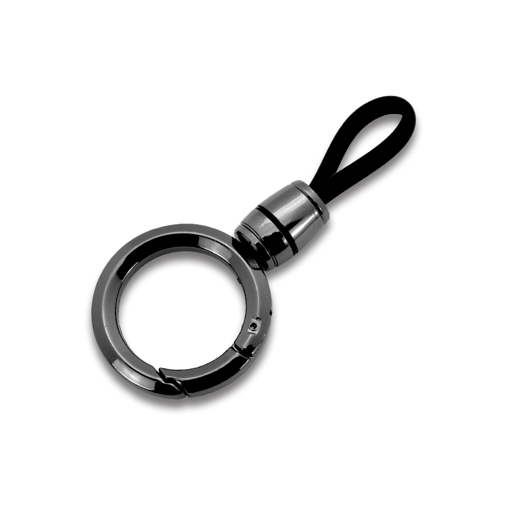 Simple design round oval shape metal zinc alloy magnetic key ring keychain holder