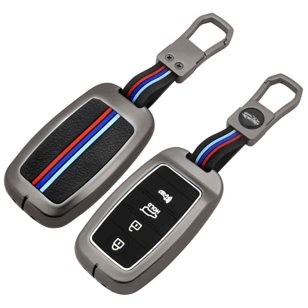 DM Wholesale fashion zinc alloy metal silicon car key case cover fob shell for kia 4 buttons k5 kx3