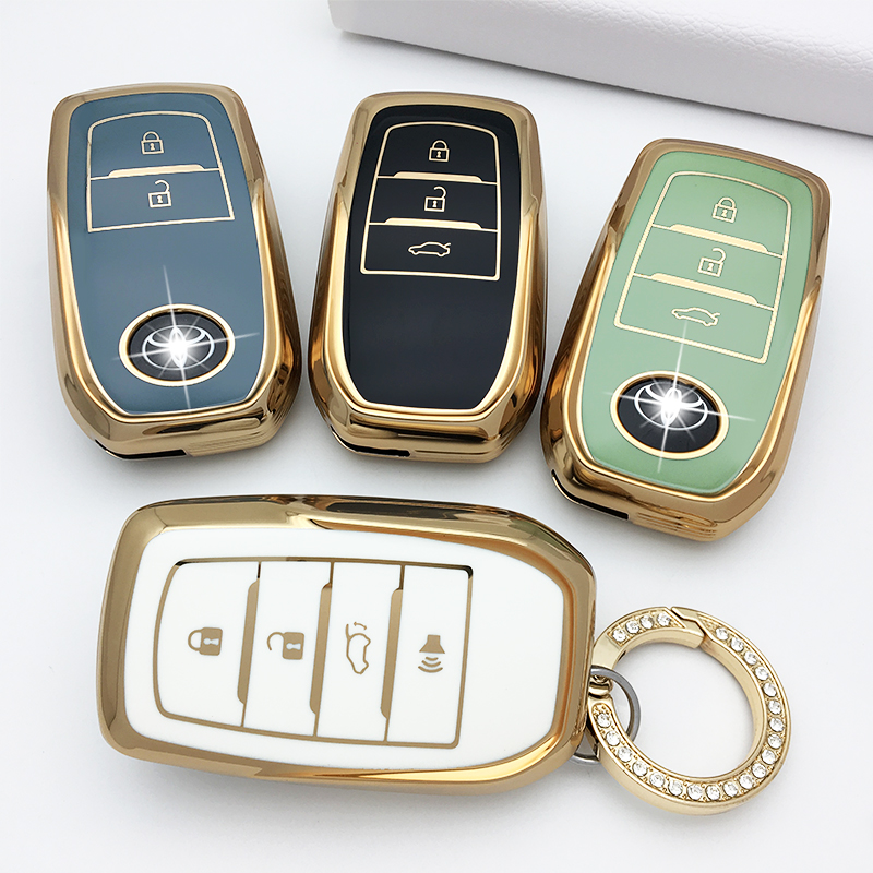 Wholesale gold silver edge soft tpu car key case cover for Toyota camry crown highlander raz rav4