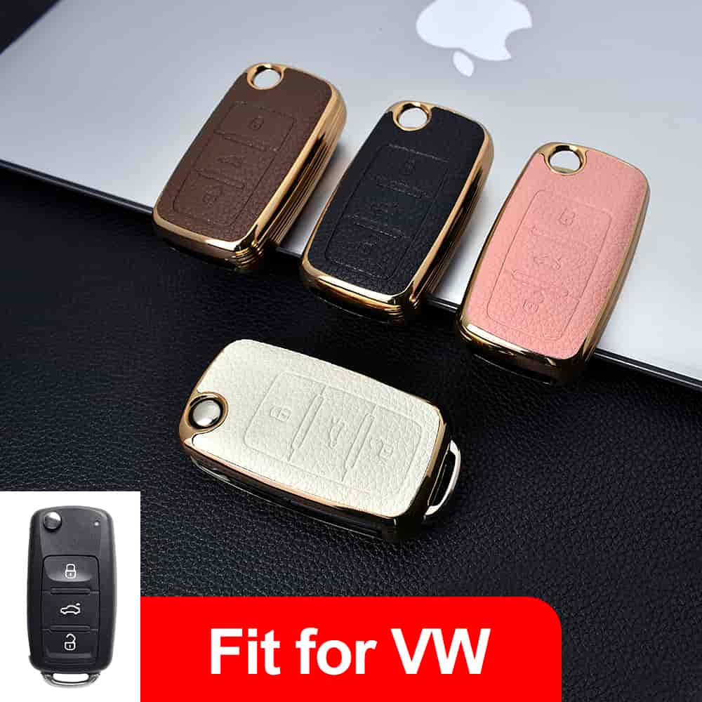 DM Car Key Folding TPU Material Car Key Case Cover Leather Keyless Key Fob Protector Suitable For VW