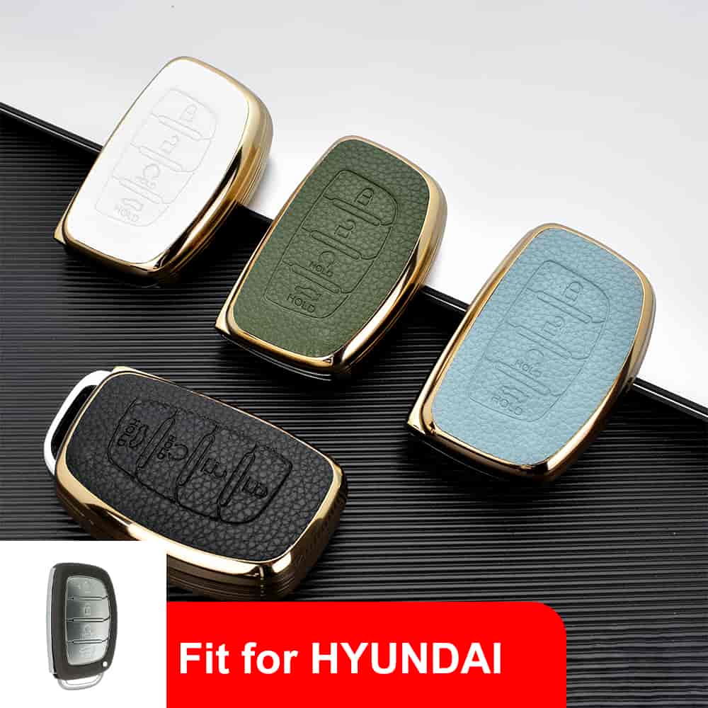 DM Golden supplier car key organizer case skin fob cover protector pu leather for hyundai ix35