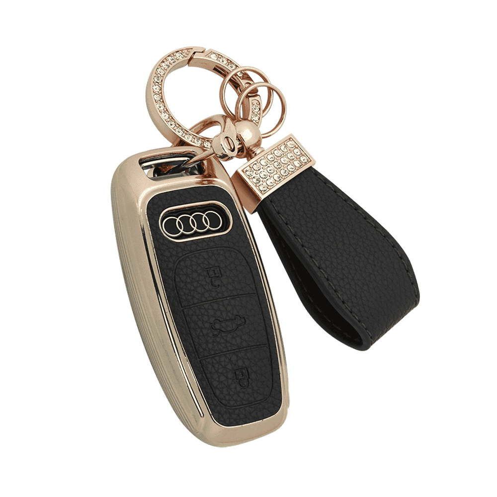 DM Custom made logo color tpu leather for audi a6 a7 car smart key cover fob case with keychain set