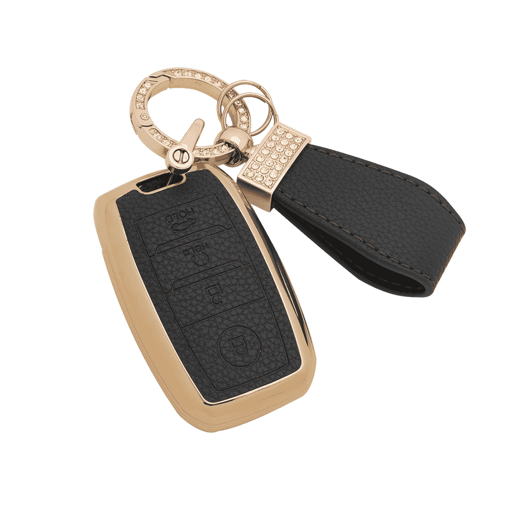 DM Logo branding high quality pu leather keychain key case organizer holder protector for Kia k2 k3 