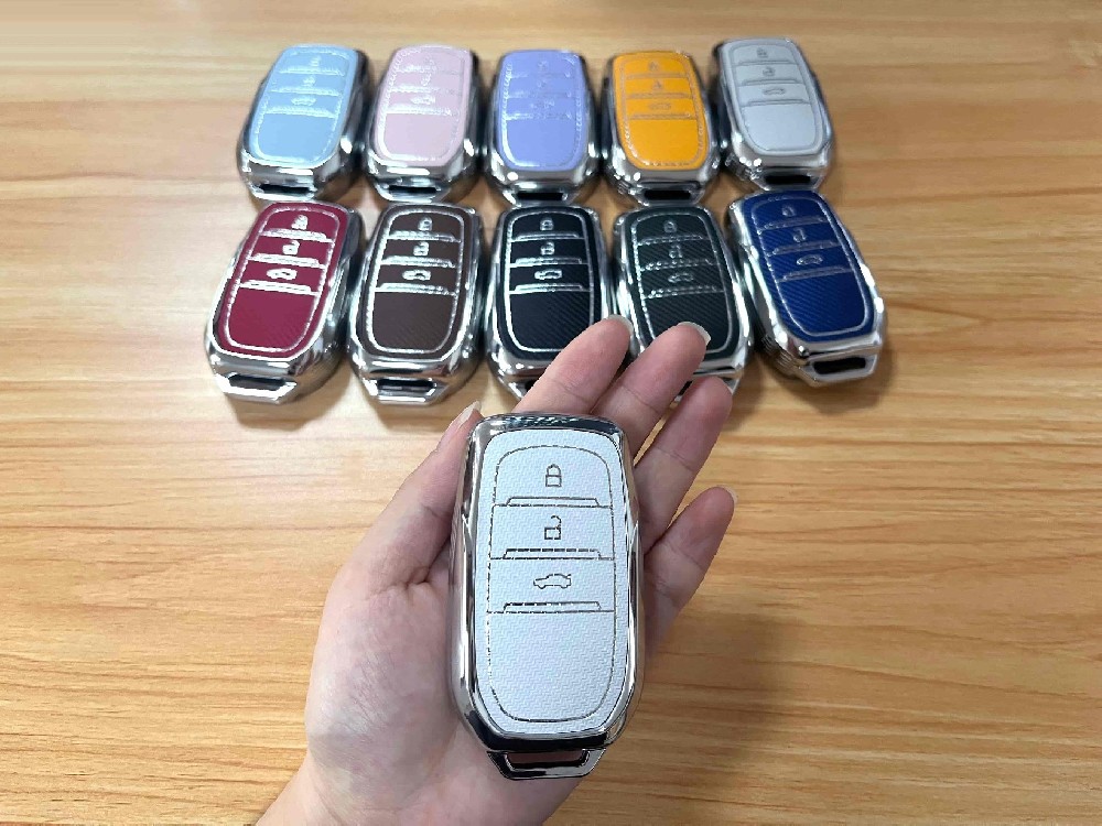 DM Pink Shiny TPU Key Bag Young Adult Fashionable 18 Toyota Smart Three-Button Car Key Cover for Veh