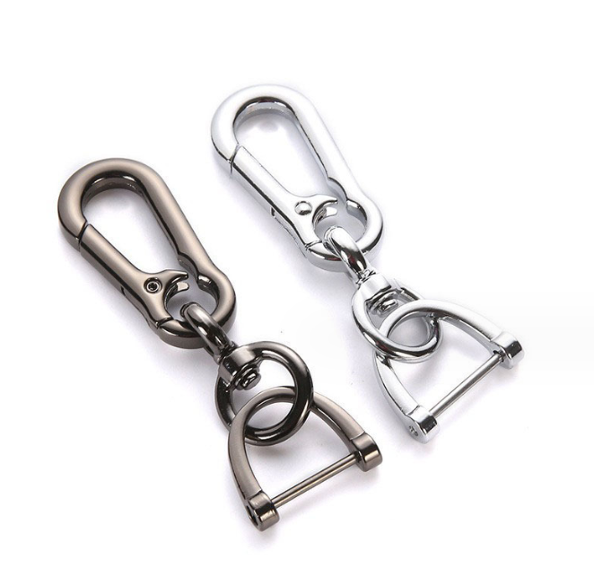 Zinc alloy brass split ring key chain with clip