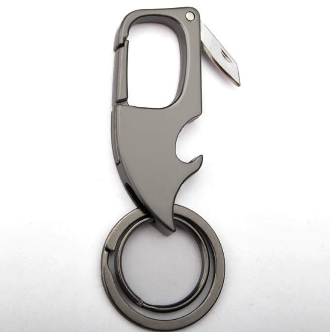 Custom retractable multi funtion bottle opener metal keychain key ring