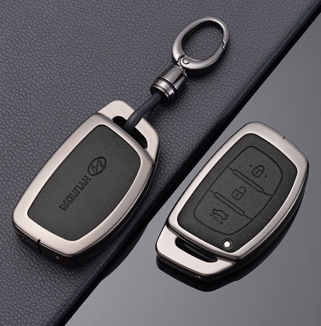 China manufacturer custom made zinc alloy leather car key accessories fob cover case holder hyundai