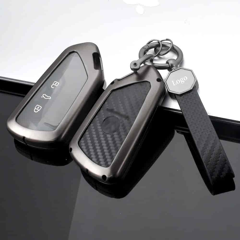 DM Zinc Alloy Leather Car Remote Key Case Cover Shell For Volkswagen Golf 8 2020 Skoda Octavia A8 MK