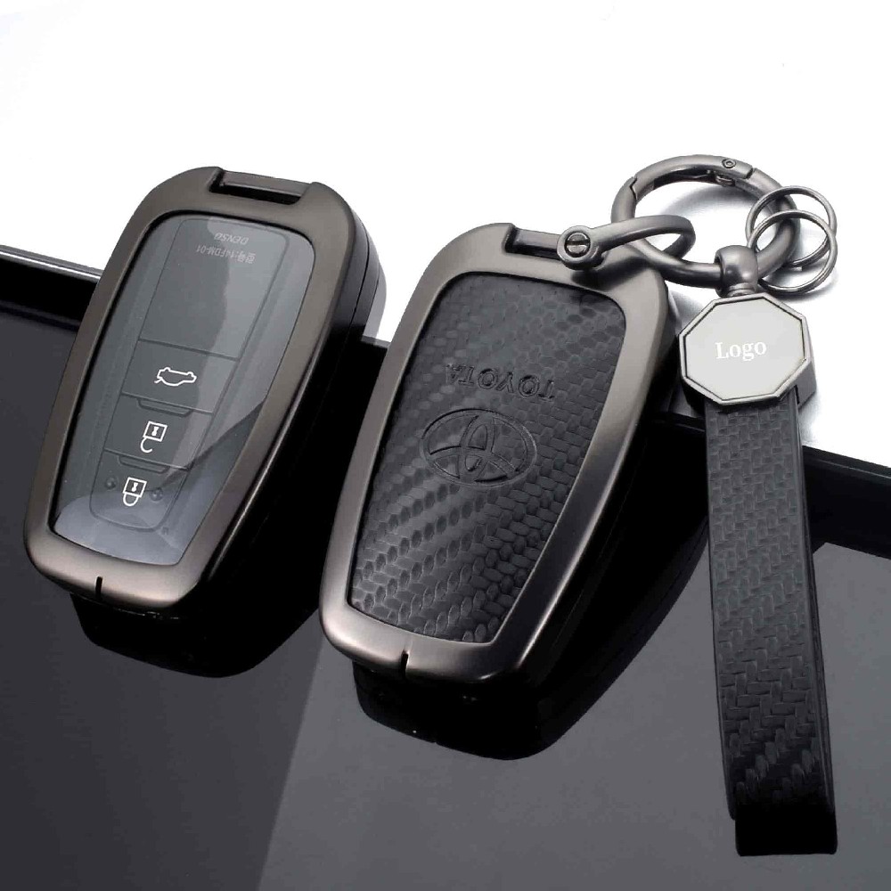 DM carbon fiber Car Key Cover Model for Toyota Highlander RAV4 key bag Car Key Case holder accessory