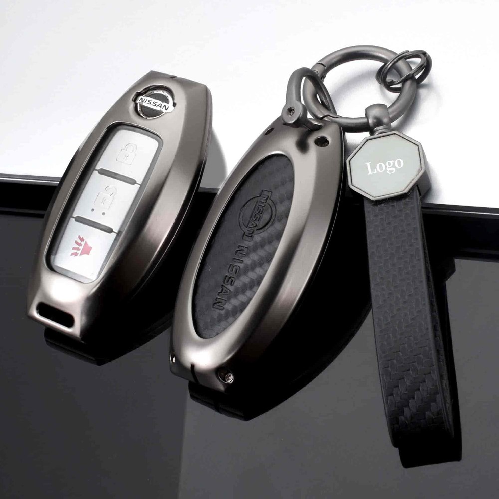 DM High Quality Good Selling Metal Leather carbon fiber Zinc Alloy Car Key Cover For Nissan