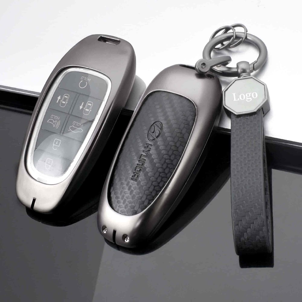 DM Hyundai Key Fob Cover Case Metal Smart Key Holder Protector Compatible for Tucson Santa fe Sonata