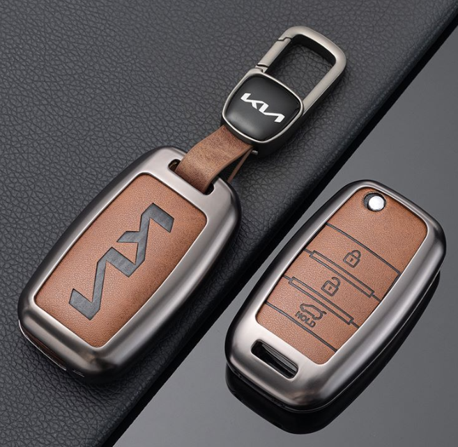 Zinc alloy metal leather car key fob cover Kia K3 K5 Sportage