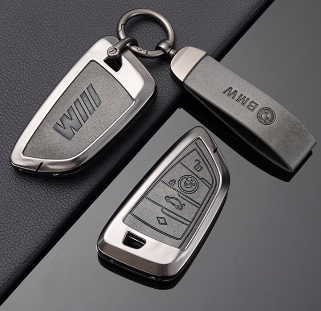 Made in China high quality durable car key insurance cover fob case metal leather for BMW X3X1X5X6 N