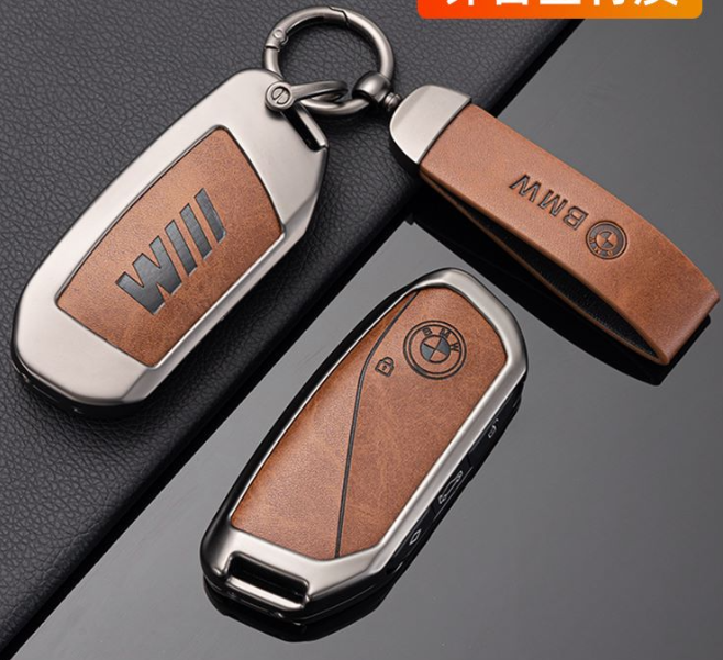 Hot selling metal zinc alloy leather key cover for car key BMW X7 i7/ix