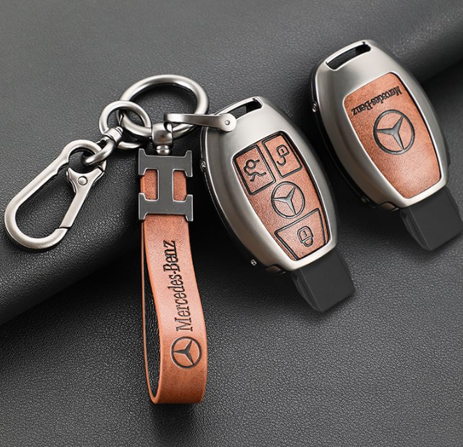 Wholesale fashion luxury high quality zinc alloy leather car key replacement insurance fob cover cas