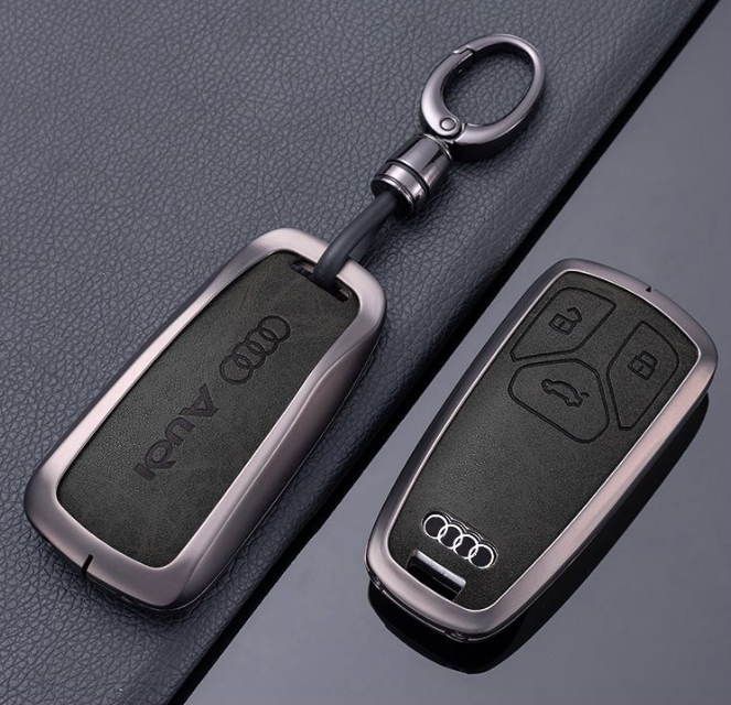 Audi  RS4 A4L Q5L zinc alloy PU leather car remote key fob cover case protector