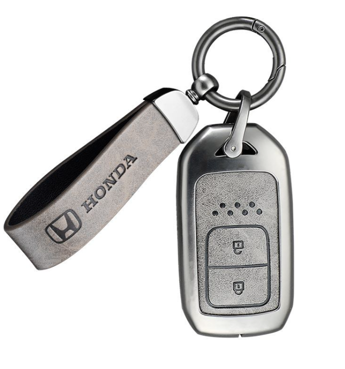 Luxury zinc alloy leather honda car key fob case cover replacement