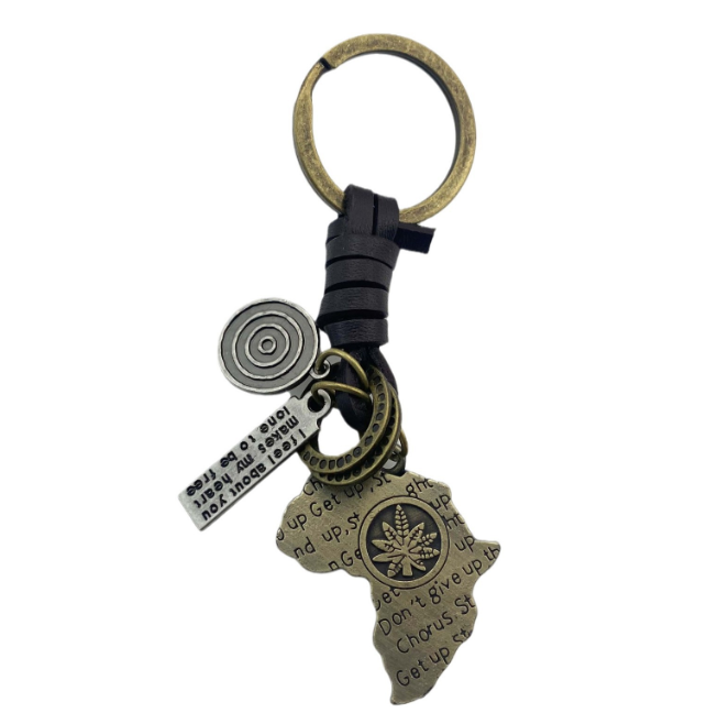 Australia version of the map key pendant leather woven metal key ring