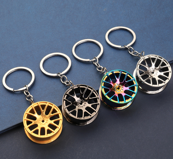 Auto part accessories zinc alloy small gift car wheels key chain