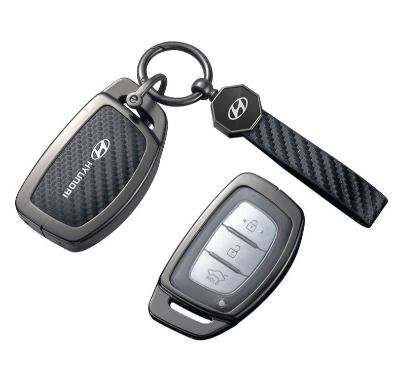 New creative design carbon fiber zinc alloy hyundai santa fe car key fob cover case