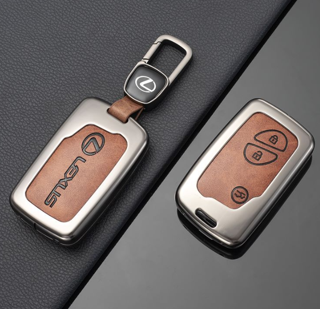 LEXUS RX luxury fashion metal leather car starter remote key fob cover case 3 4 button