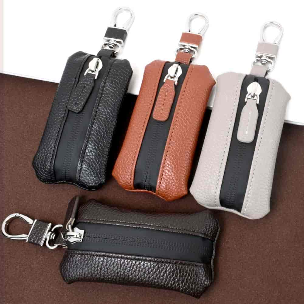 DM New Style Round Large Capacity Fashion Genuine Leather Car Key Holder Bags