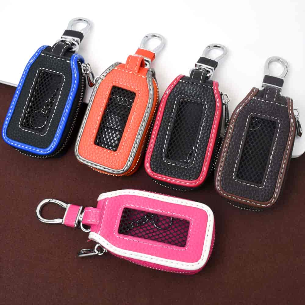 DM Simple PU Leather Transparent Car Key Cover Men Women Universal Car Keys Pendant Accessories 2 St