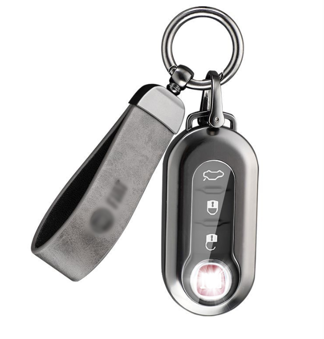 Fiat 500 luxury fashion zinc alloy leather car remote key fob cover case