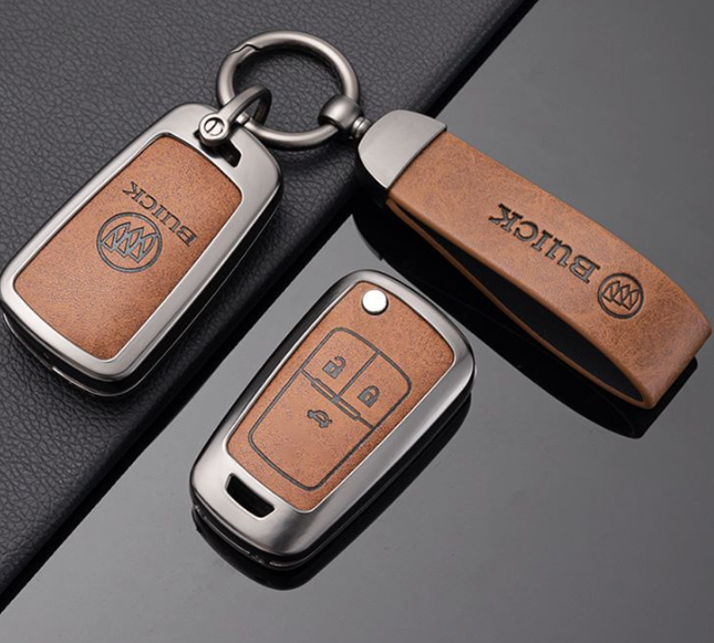 Buick Excelle GT Regal Lacrosse GL8 aluminium alloy PU leather car remote key fob cover case