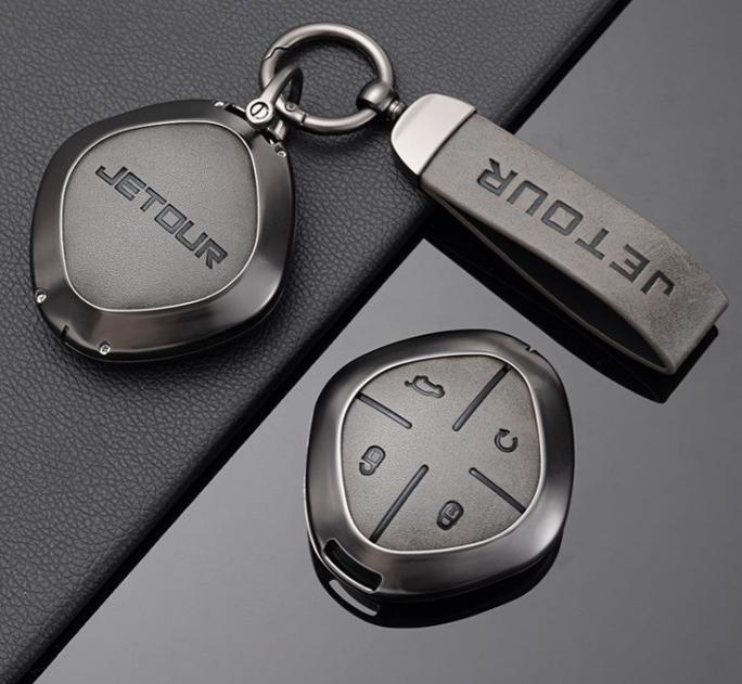 Wholesale Jetour aluminum zinc alloy leather car key remote cover case