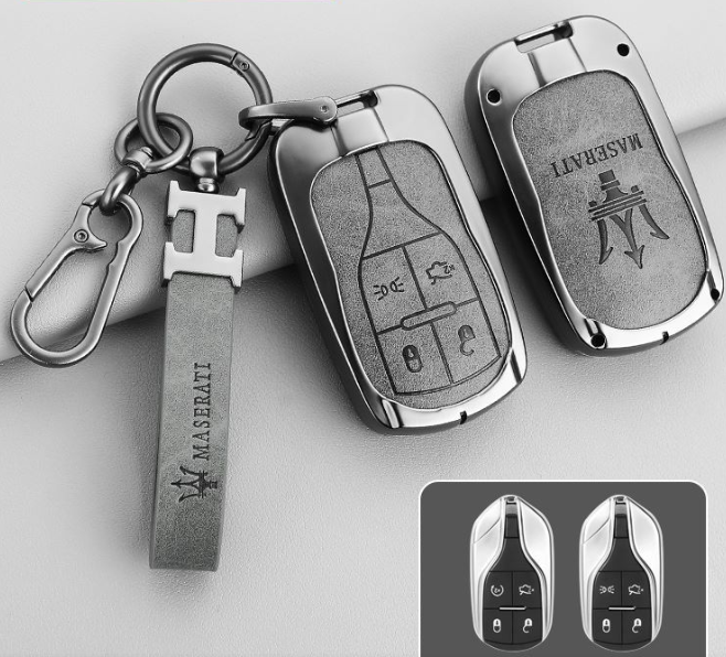 Maserati Ghibli quattroporte Turismo GranCabrio Spyder zinc alloy leather car remote key fob cover