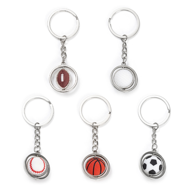 Gift item zinc alloy football soccer bascket golf ball metal key chain ring