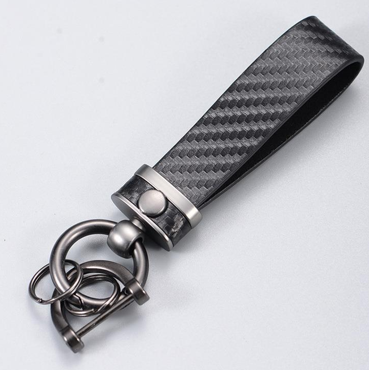 Business style design carbon fiber zinc alloy car keychain