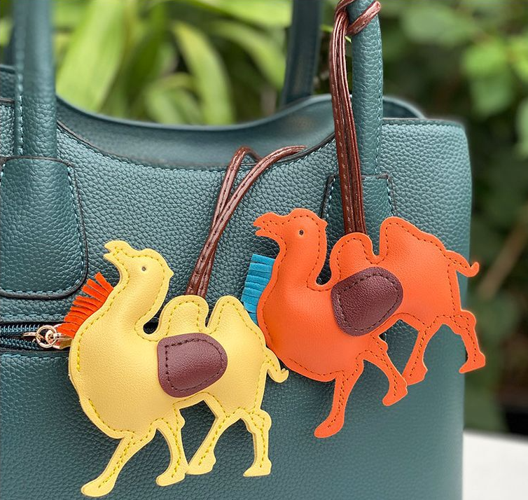 Leather camel charm personalized cartoon animal leather rope pendant handbag charm