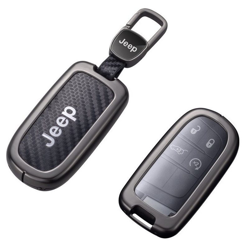 Jeep compass Dodge zinc alloy carbon fiber leather car key case fob cover protector