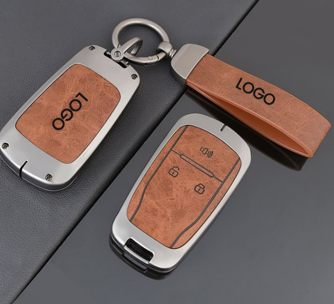 Zinc alumunium Leather metal for Jac car remote key case cover shell protector